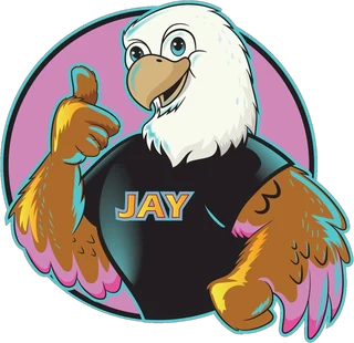 Jay the eagle, the BreezeMatchingStarz mascot